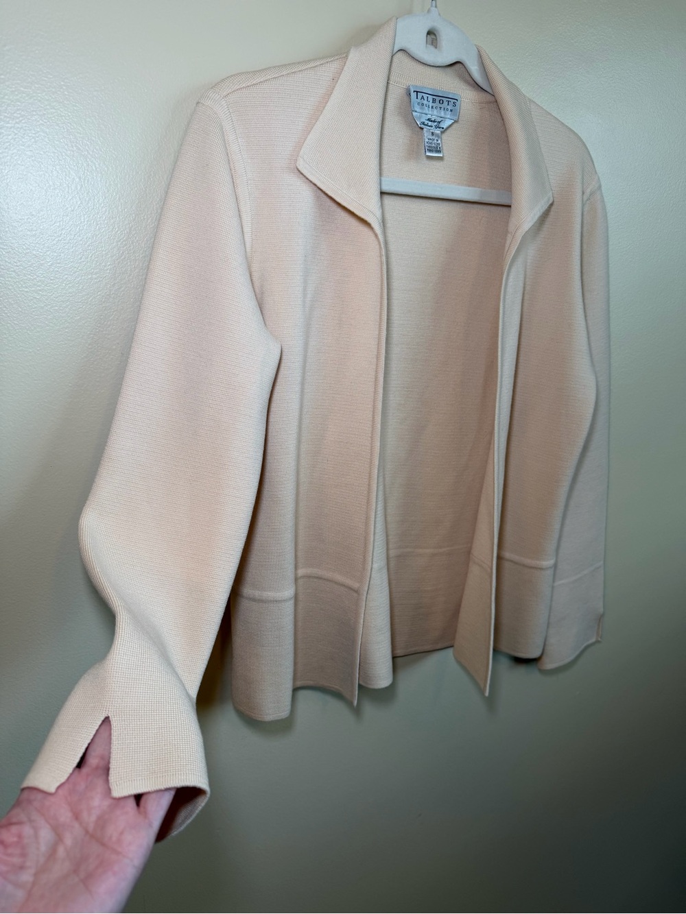 Talbots Collection 100% Merino Wool Cream Open Front Cardigan S - Picture 5 of 8